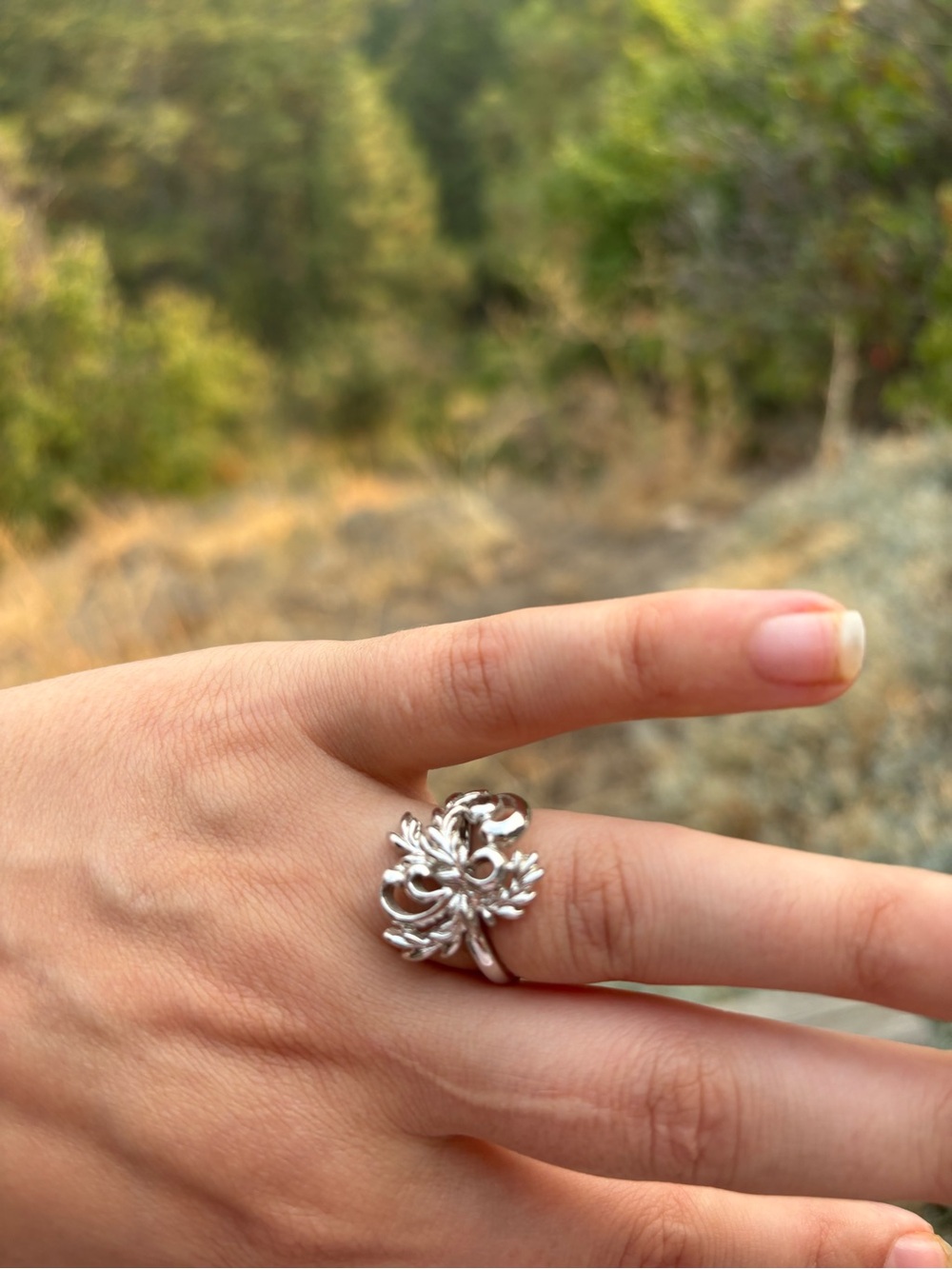 Silver  Ladies  Ring Open work Design
